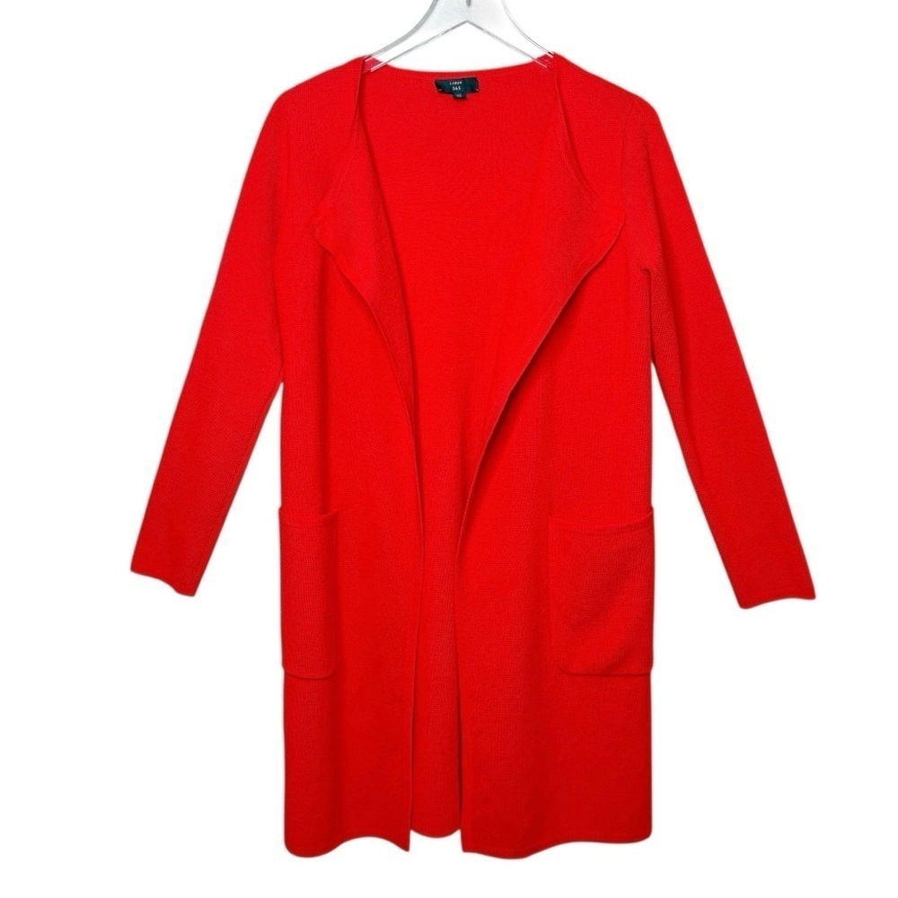J. Crew Red Orange Merino Wool Blend Women’s Knit 365 Sweater Blazer Sz M